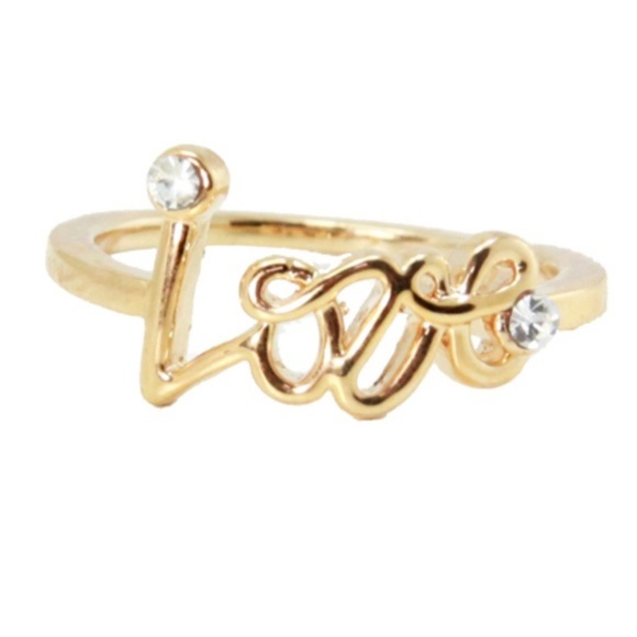 T&J DESIGNS Gold Sparkle Love Statement Ring - Picture 2 of 3
